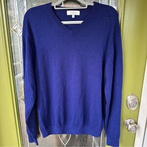 Turnburry Men’s Large Blue Long Sleeve 100% Fine Merino Wool Sweater
